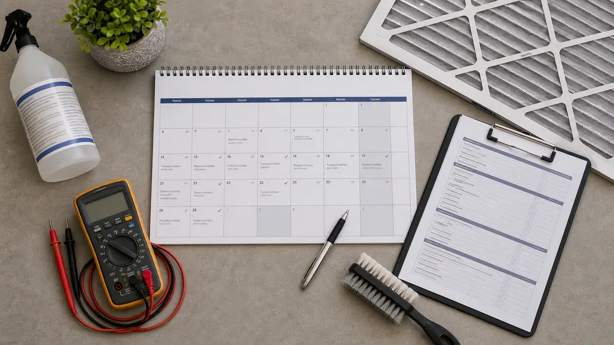 Month-by-month Carrier HVAC maintenance calendar for an Arcadia, CA home